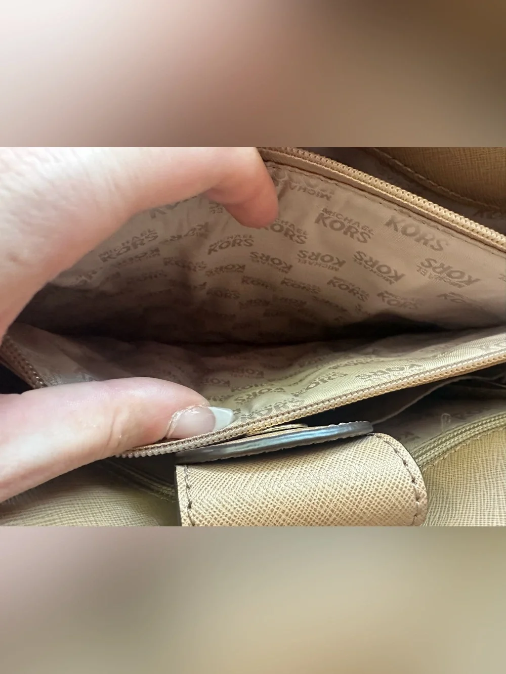 Michael Kors  Leather Satchel with Gold Hardware- DK khaki